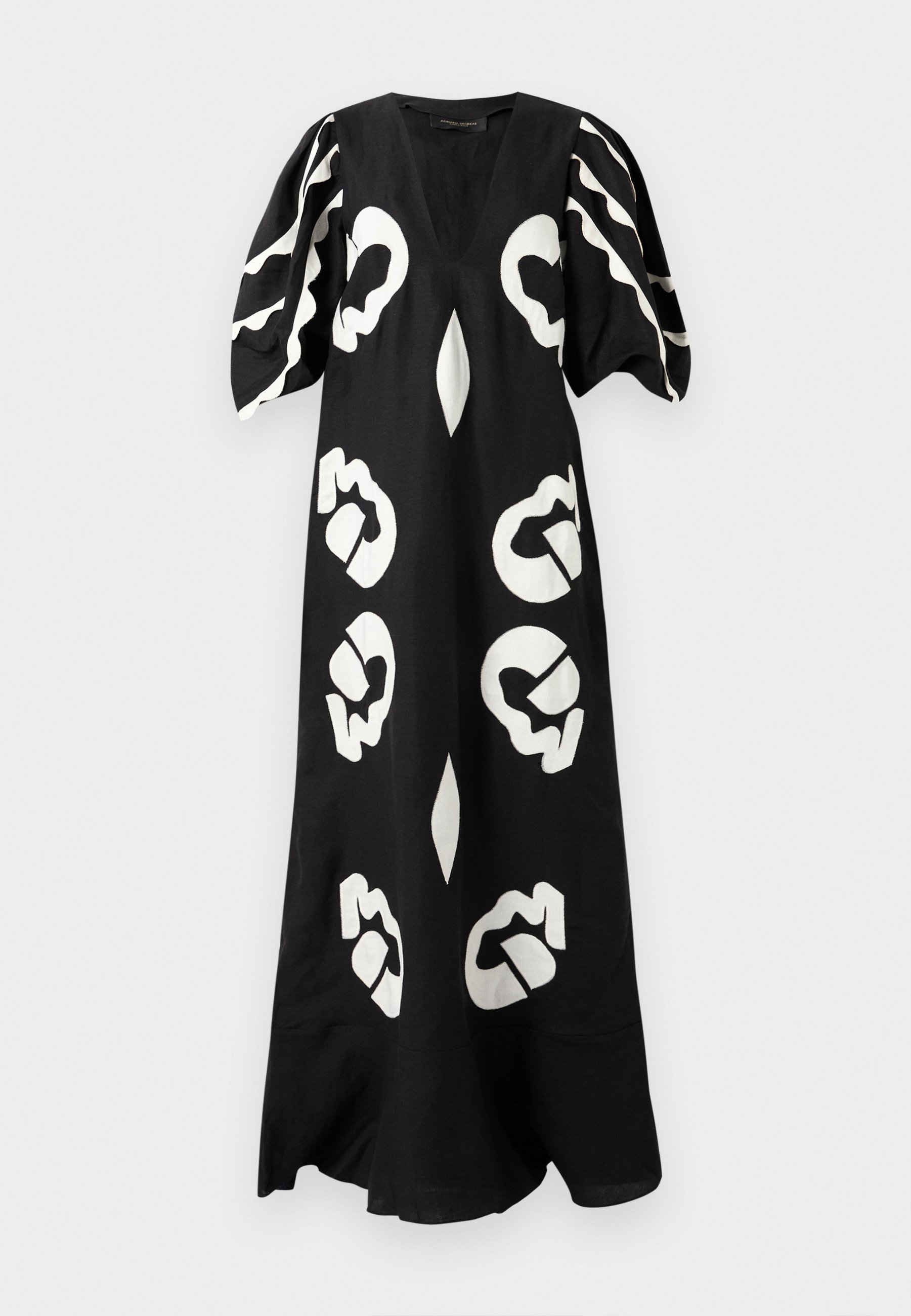 Robe midi à col en V ornée d'appliqués Adriana Degreas - Robe de jour - Noire