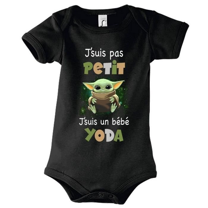 Body de bebé Yoda para niño pequeño - Star Wars - 100% algodón - Blanco - Negro - Bebé niño