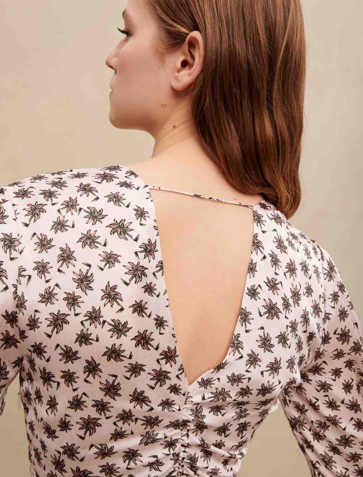 Rochie cu imprimeu de palmier - Mini palmier rose