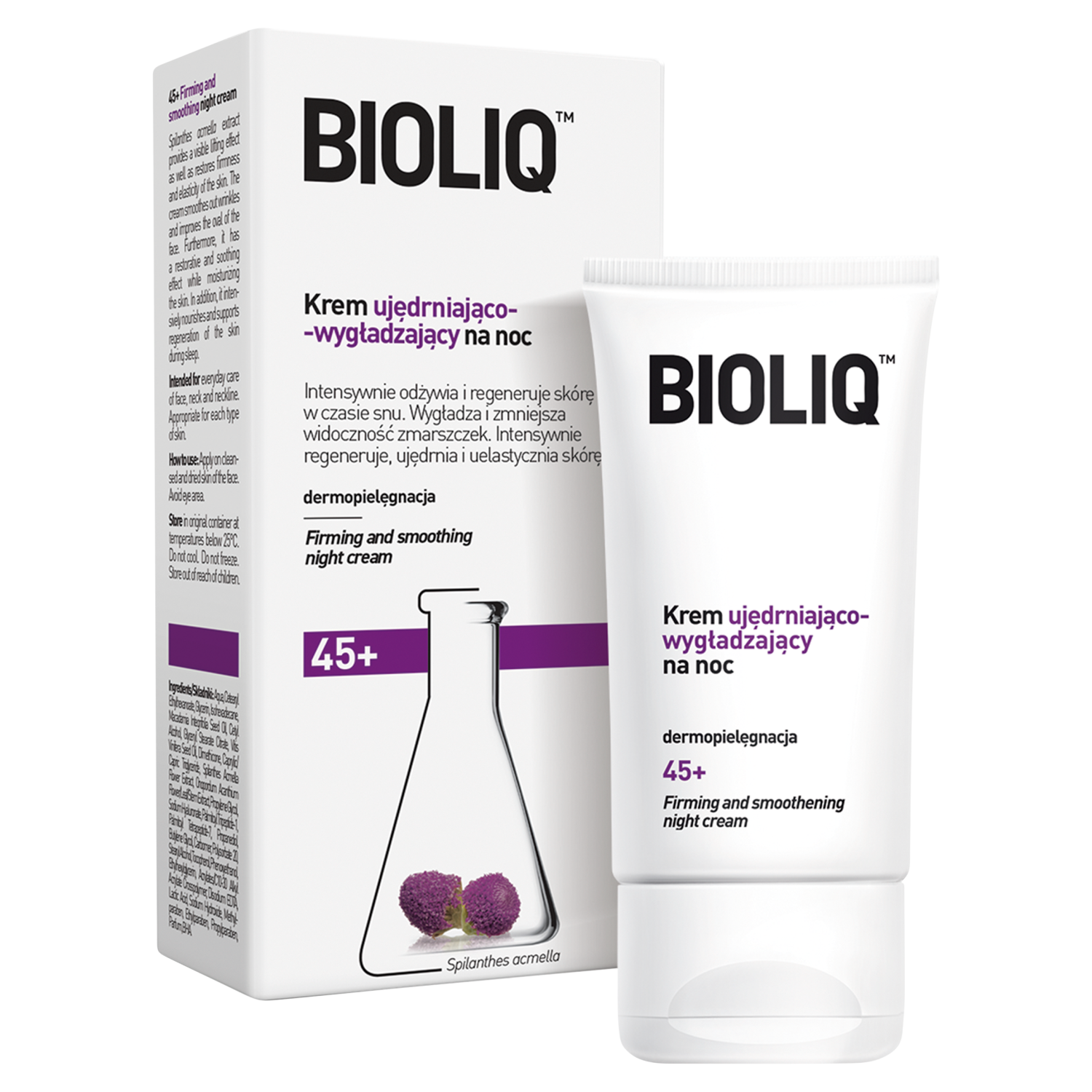 Bioliq stangrinamasis ir lyginamasis naktinis veido kremas 45+ 50 ml 45+