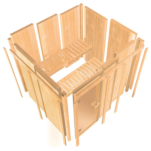 Sauna Ida 2 kiukaalla, 3,6 kW, luonnonpuu