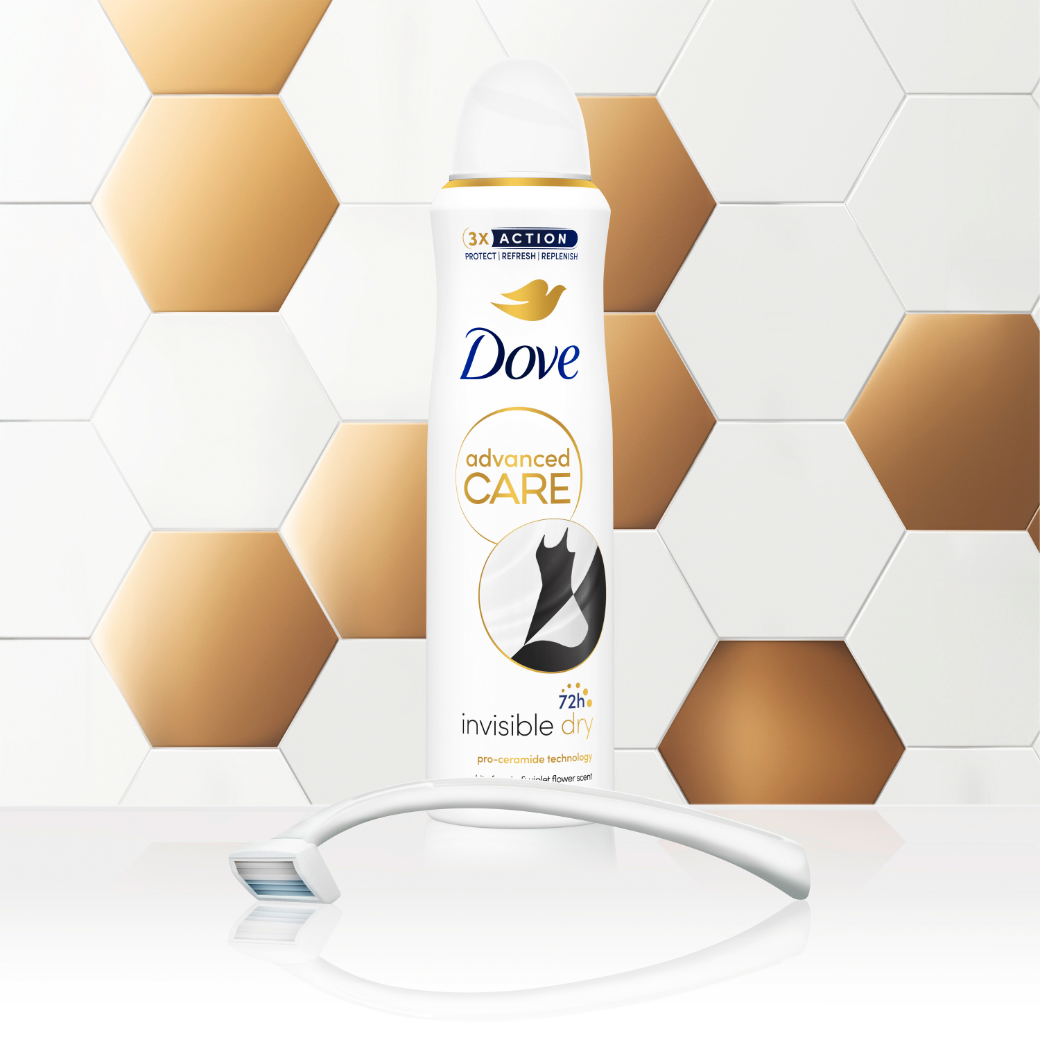 Parfum Dove Advanced Care : Freesia blanc et violette