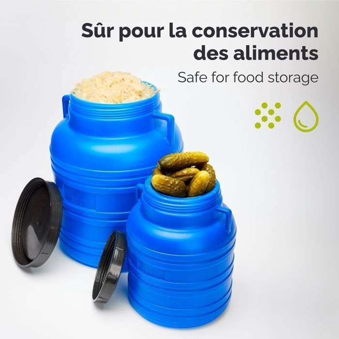 Garronda, bidón de plástico HDPE azul de 30 litros apto para uso alimentario con sistema de recogida de agua de lluvia para jardín GD-0078
