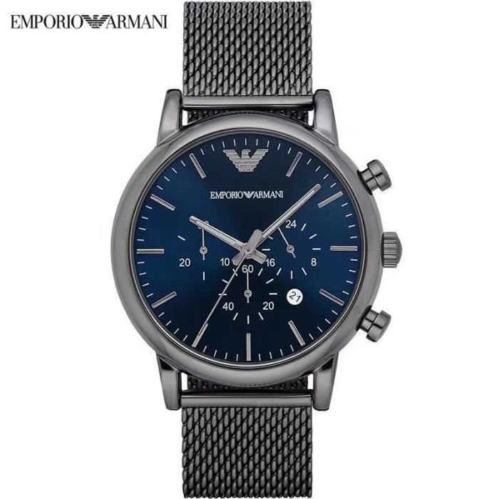 Emporio Armani AR1979 Herenhorloge - Chronograaf - Roestvrij staal - Gunmetal - Blauw