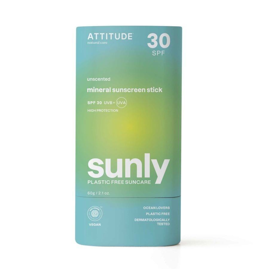 „Attitude Sun Sun SUNLY“ mineralinis apsauginis kremas nuo saulės be plastiko SPF 30 – 60 g