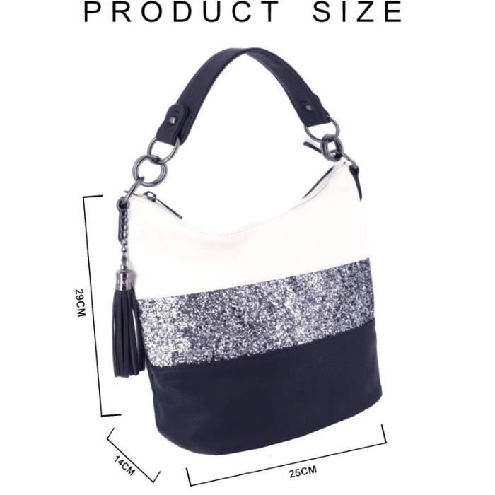 Sac Bandoulière Femme Gallantry - Bleu - Paillette Multicolore - Bandes Strass Brillant