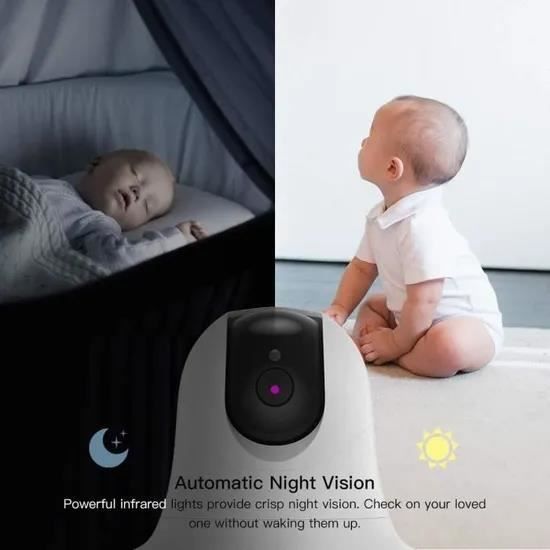 Kabelloses Babyphone mit 360°-Drehung, Fernsteuerung für Schwenken/Zoomen, 1080p-Kamera und 3,5-Zoll-Farb-LCD-Display