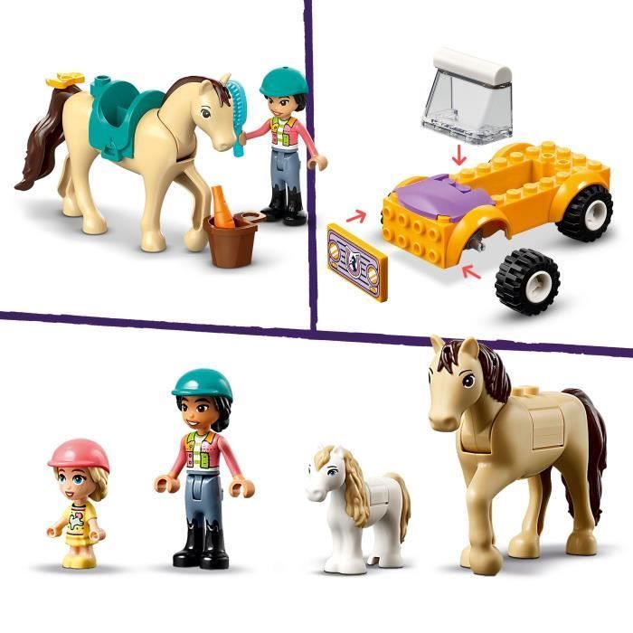 LEGO® 42634 Friends La Remorque du Cheval et du Poney, Jouet avec Figurines Liann, Zoya et 2 Figurines d'Animaux