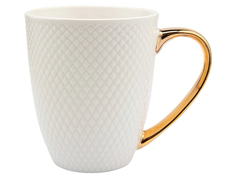 Kubek prezentowy porcelanowy Romby 400 ml biały