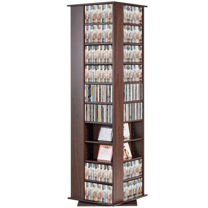 Mueble de almacenamiento ajustable para CD/DVD VEVOR con 34 compartimentos, estante para DVD de 10 niveles con capacidad para 1040 CD, color marrón oscuro.
