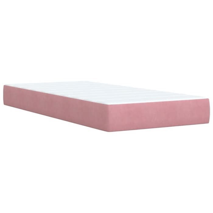 Struttura letto con materasso - Maison Exclusive - 90x200 cm - Velluto rosa - Massimo relax