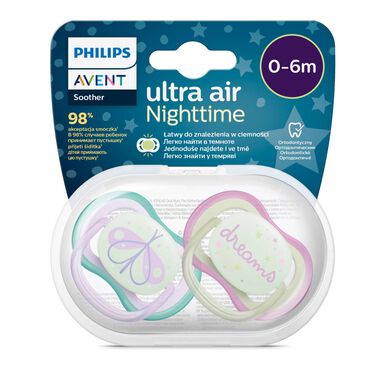Tetina Philips Avent Ultra Air Night 0-6M Rosa 2 unidades 2 unidades