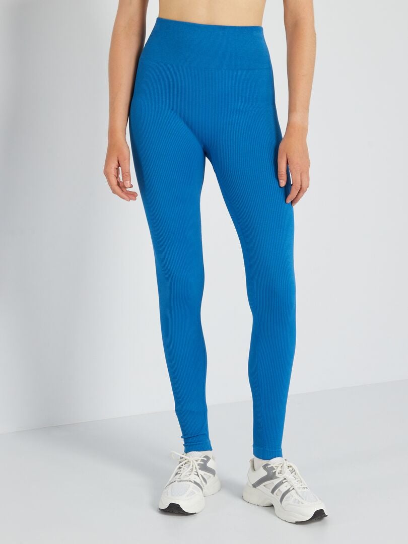 Geribbelde gebreide sportlegging - blauw