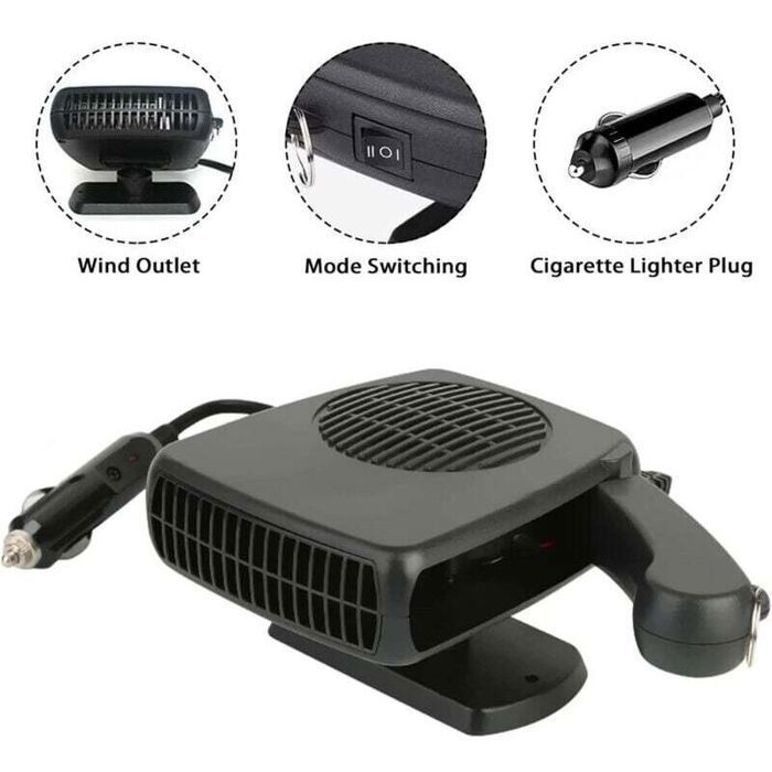 Chauffage de voiture 12V - MICH® - 150W - Dégivrage rapide - Rotation 360° - Ventilateur portatif - ABS haute qualité
