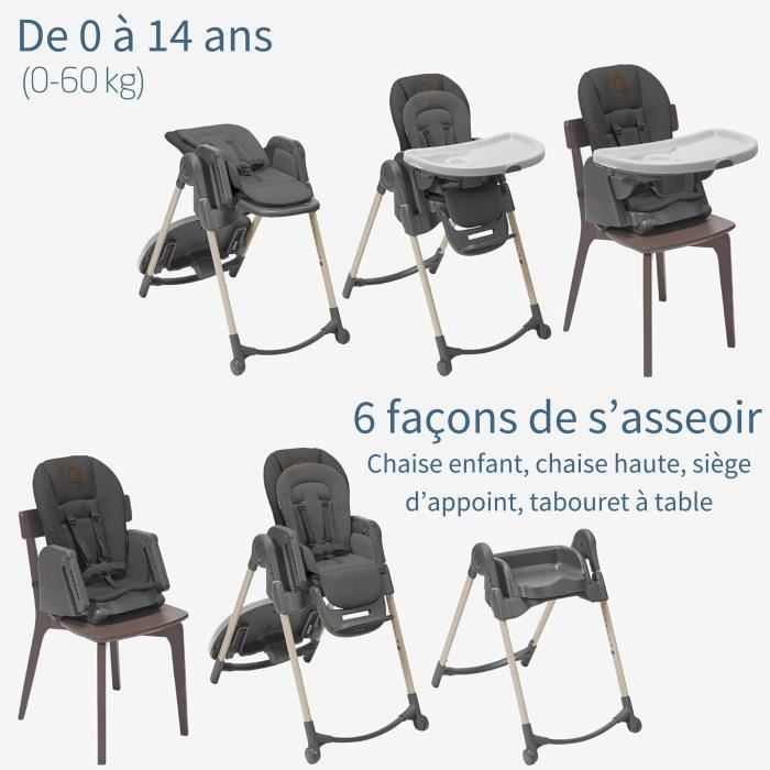 MAXI-COSI Minla Chaise haute évolutive - De la naissance à 6 ans - Beyond Graphite Eco