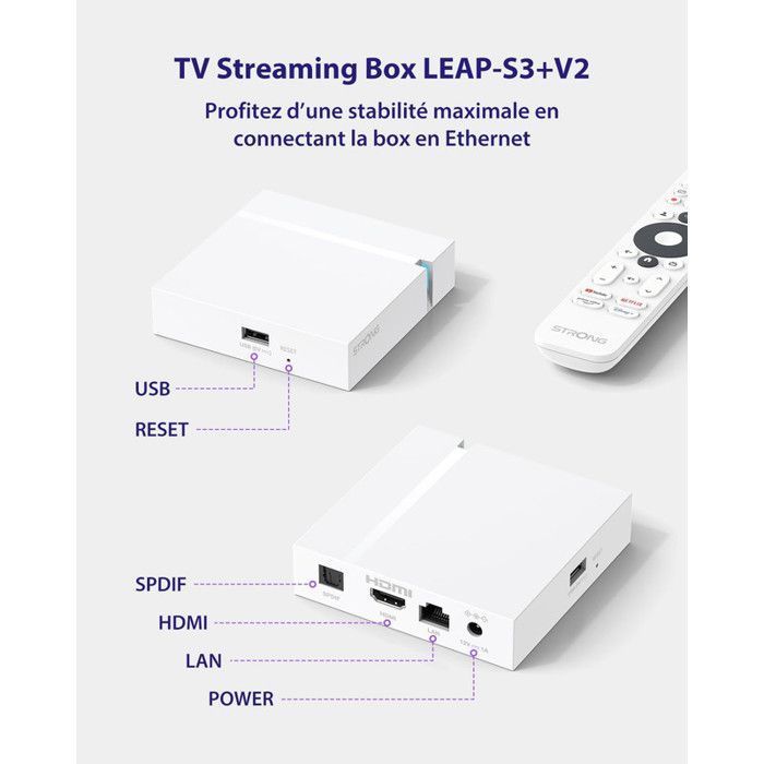 STRONG - LEAP-S3+V2 - Box di streaming Google TV 4K - Chromecast - Wi-Fi - Bluetooth - Assistente vocale Google - Dolby Atmos/Vision - HDR