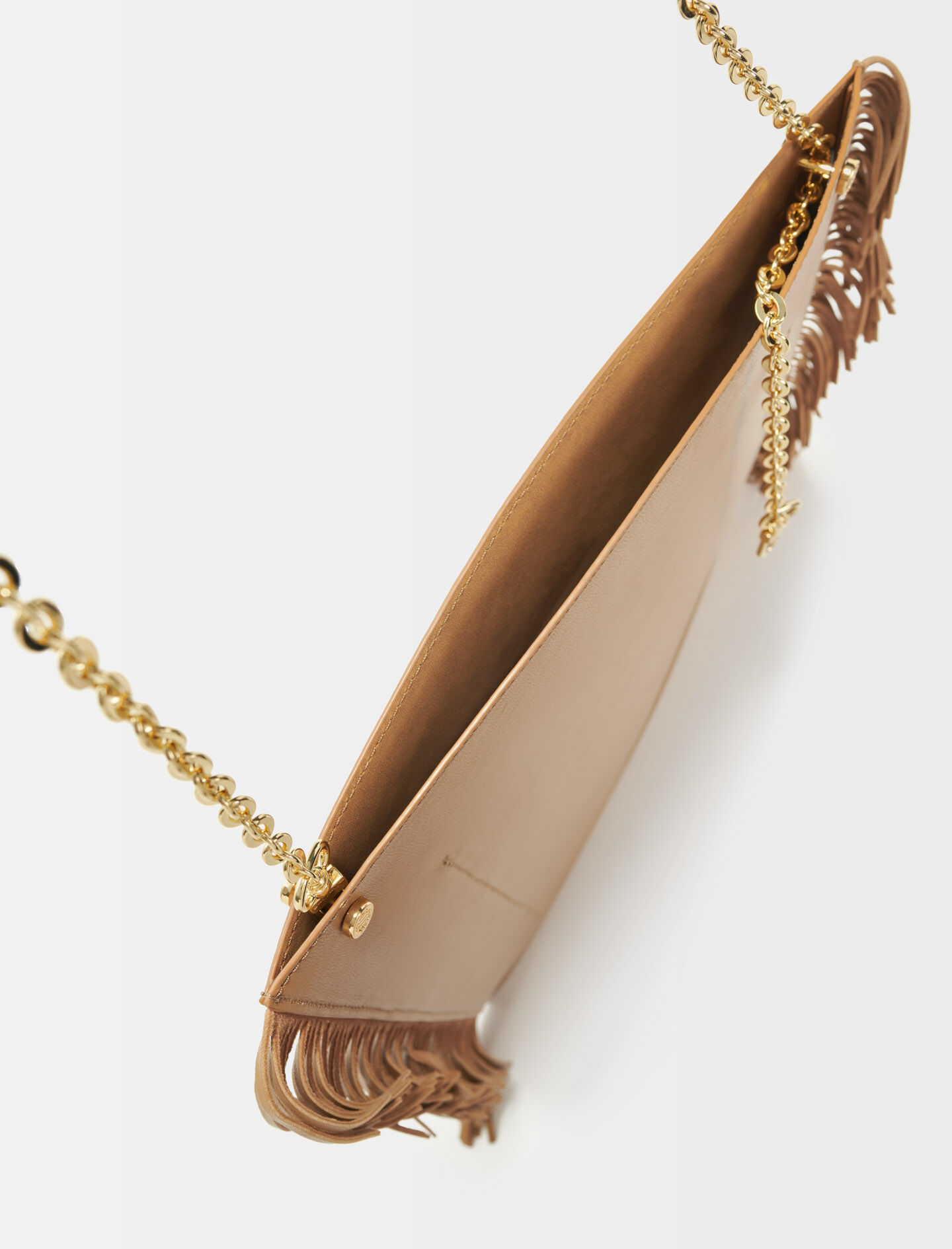Clover-Camel leren handtas met franjes