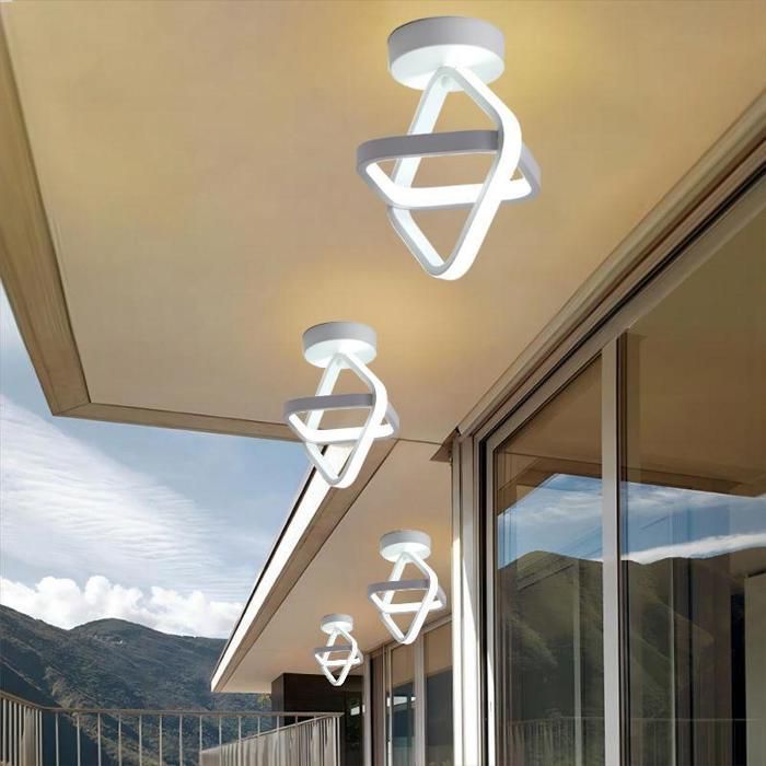 WOTTES Plafonnier LED Moderne Luminaire - Design Forme Géométrique Blanc - pour Salon Salle de bain - Blanc Froid - 1pcs Ø25*26CM