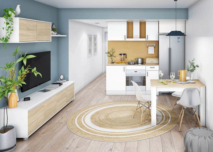 Pensile da cucina a parete con 1 anta, finitura bianco lucido - altezza 59 x lunghezza 60 x profondità 34 cm