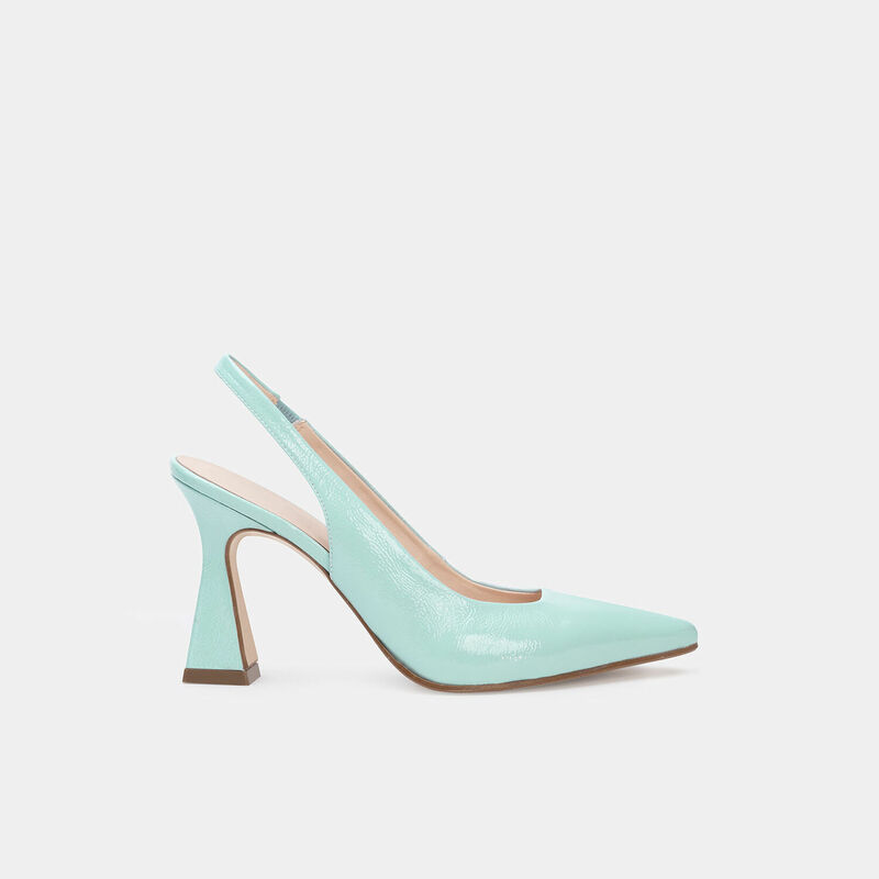 Damskie skórzane półbuty typu slingback z obcasem 10 cm