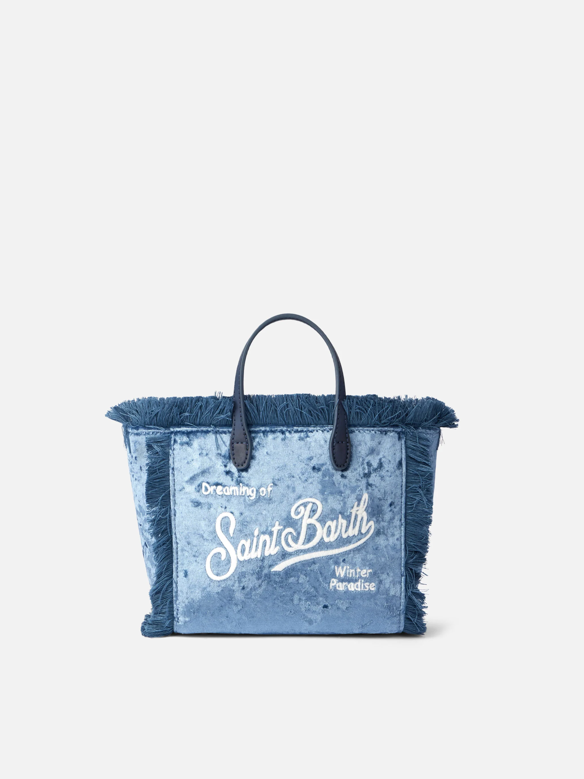 Mini sac à main Vanity en chenille bleu clair