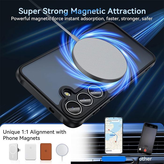 Protective Case - BOOLING - for Samsung Galaxy S24 - Shockproof - Matte Black - 2 Tempered Glass Screen Protectors