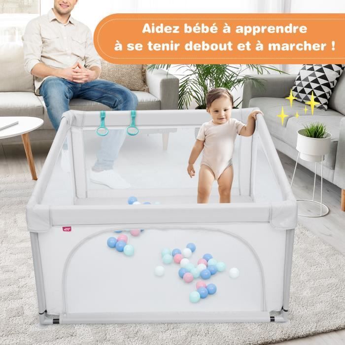 Cercadinho infantil DREAMADE com grade de segurança, abertura com zíper, 50 bolinhas, base antiderrapante, cinza.
