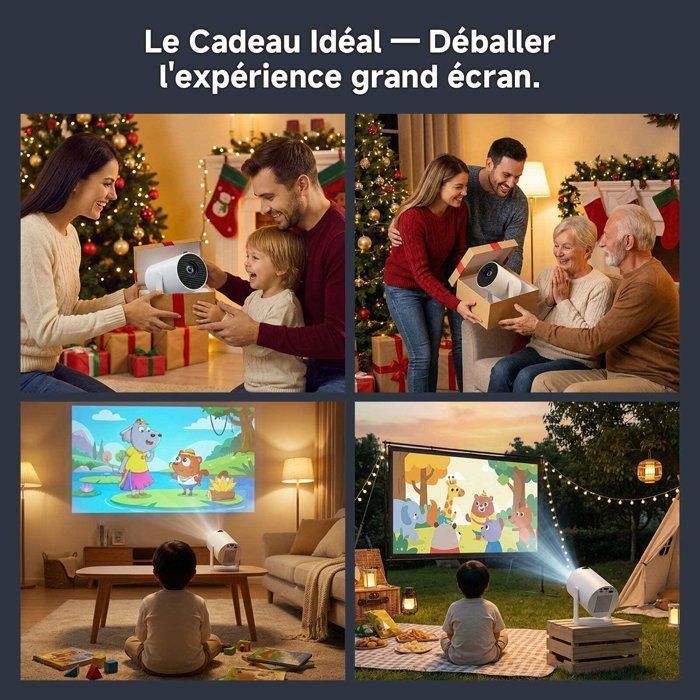 Vidéoprojecteur Portable Android TV 13 LaylaTang – 25000 Lumens, Support 4K, AutoKeystone, Rotatif 240°, pour Cinéma Maison, Camping