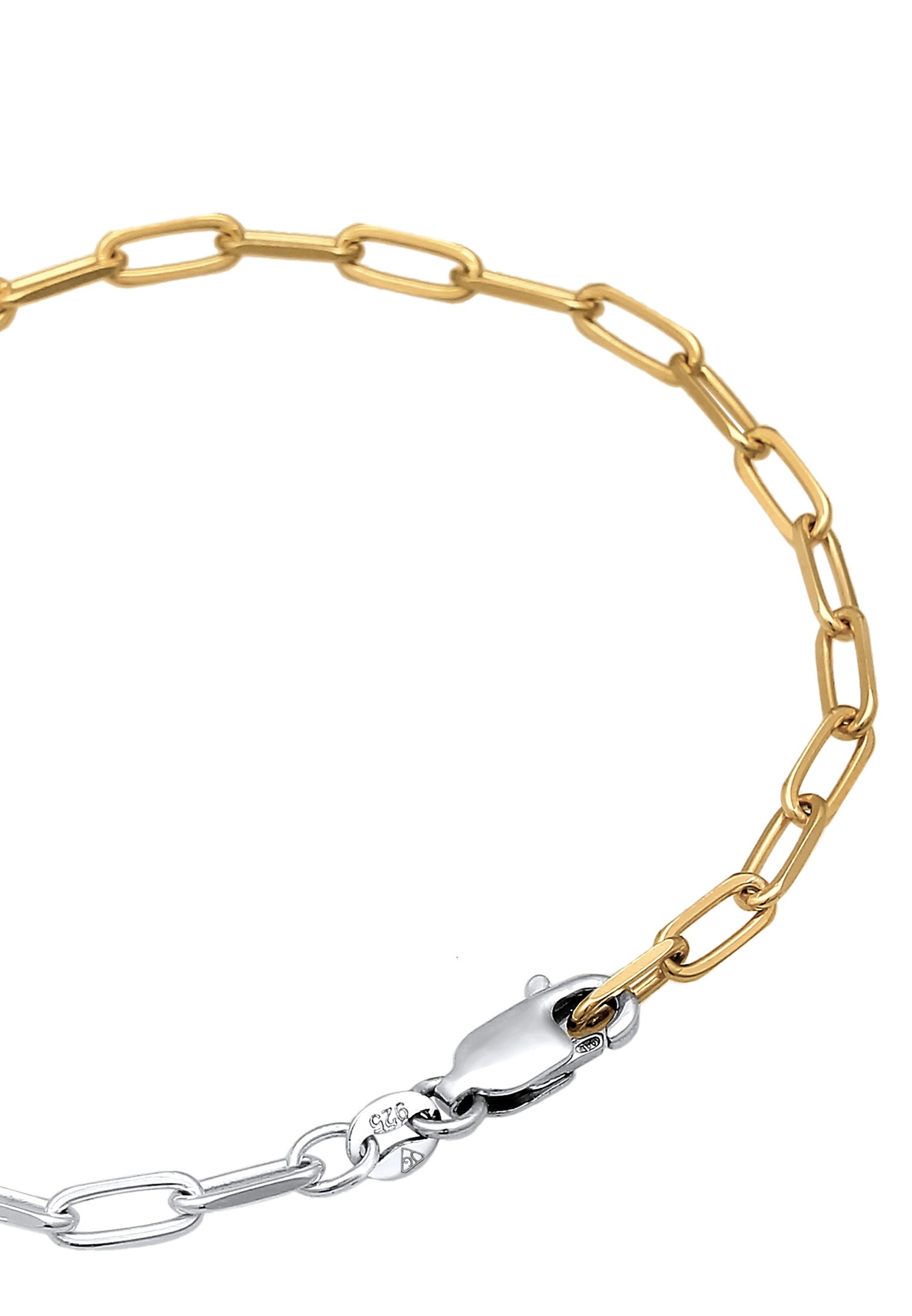 Elli Collier à maillons pour femmes - Ovale grossier de base réglable bicolore en plaqué or en argent sterling 925