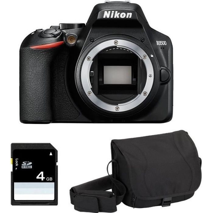 Fotocamera Nikon D3500 (solo corpo macchina), 3 anni di garanzia + borsa + scheda SD da 4 GB