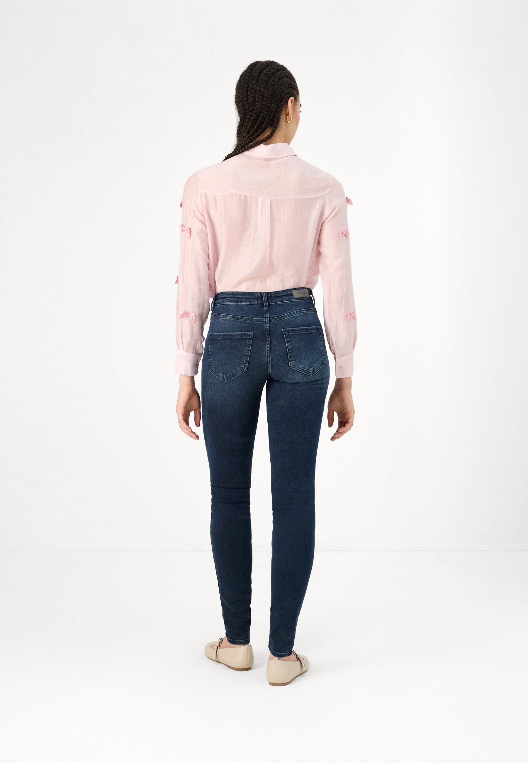 SAMO ONLBLUSH - Oprijete kavbojke - modro-črni denim