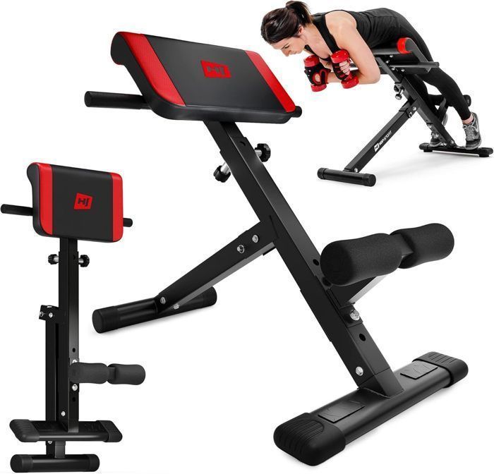 Hop-Sport HS-1016 Hyperextension vatsalihasharjoittelupenkki, roomalainen penkki kotikäyttöön säädettävällä kaltevuudella