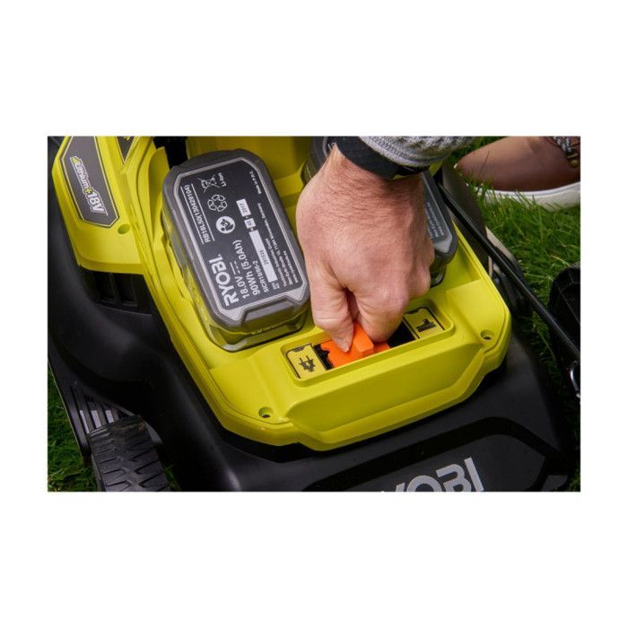 RYOBI - 36V HYBRIDE duwmaaier (aangedreven door 2 ONE+™ accu's) - 37 cm maaibreedte + 2 x 5 Ah accu's & lader - RY18LMH37A-250