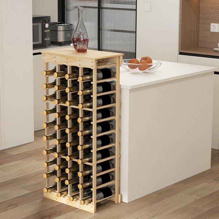 Botellero de madera maciza de pino COSTWAY para 40 botellas, estante modular para vino, ideal para bar o cocina, 46,5 x 27,5 x 113 cm.