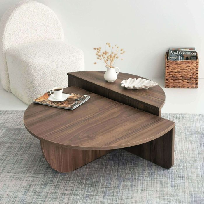 Set di 2 tavolini da caffè - Calicosy - Noce - Aloeva - 90 x 60 x 30 cm
