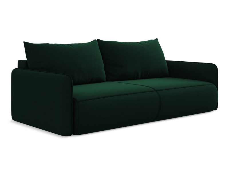 Sofa 3-os. z f. spania Nanea welur 216x105 cm zielony