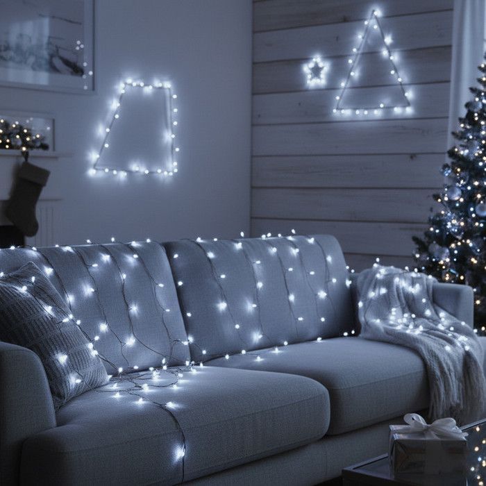2 guirnaldas de luces de alambre de cobre, 5 m, 50 LED, blancas, USB, forma personalizable, decoración para eventos, Navidad, Halloween