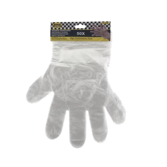 50 Gants Jetables en Plastique Transparent Taille L Hygiène Pompe à Essence Bactéries