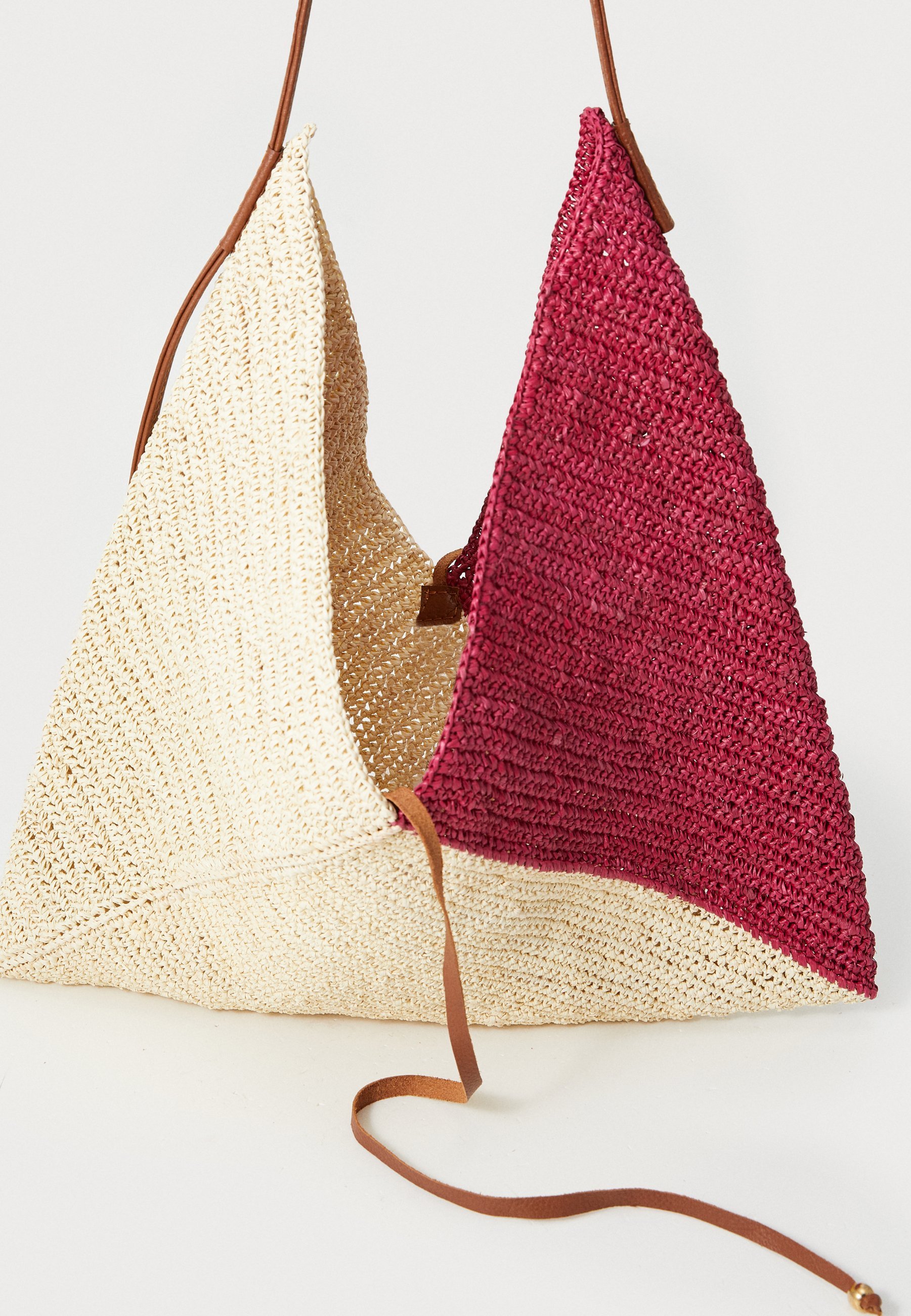 Sensi Studio TWO TONE HANDTAS - Handtas - wijnrood/beige