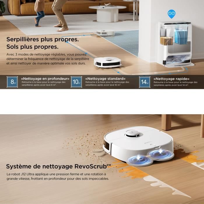 EUREKA J12 Ultra - Robotstofzuiger en dweilrobot met automatisch leegstation - Draaiende dweil - Dubbele LiDAR-navigatie