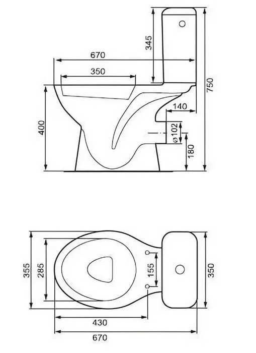 Mito 3/6 L Ceramic Toilet Pack with Horizontal Outlet