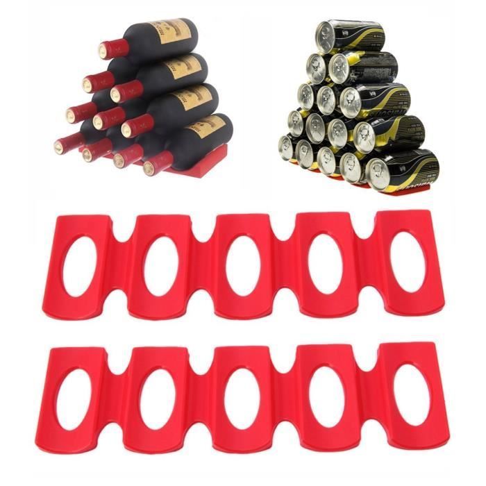 Alfombrilla organizadora para botellas de nevera. (Roja, paquete de 2)