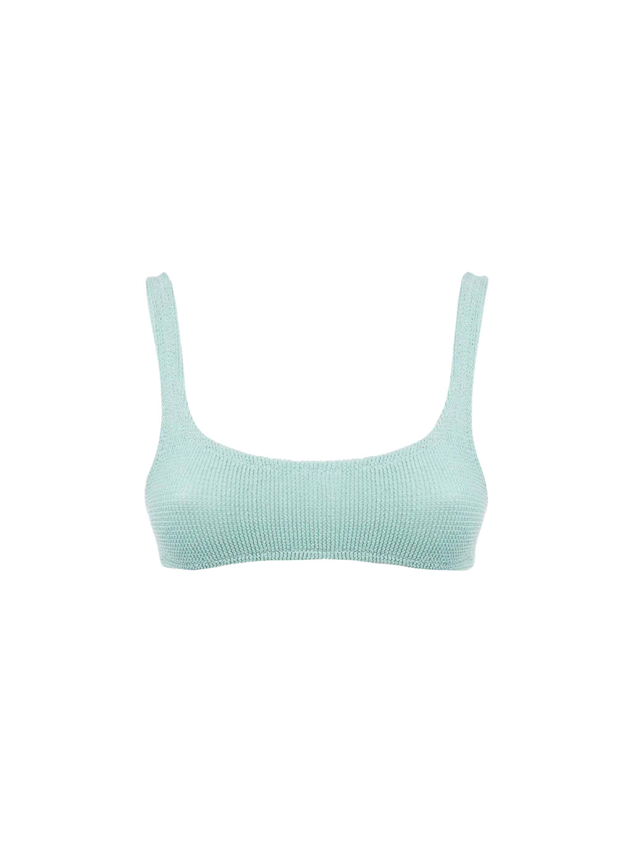 Klassieke damesbralette van saliegroene lurex met kreukeleffect, Naima