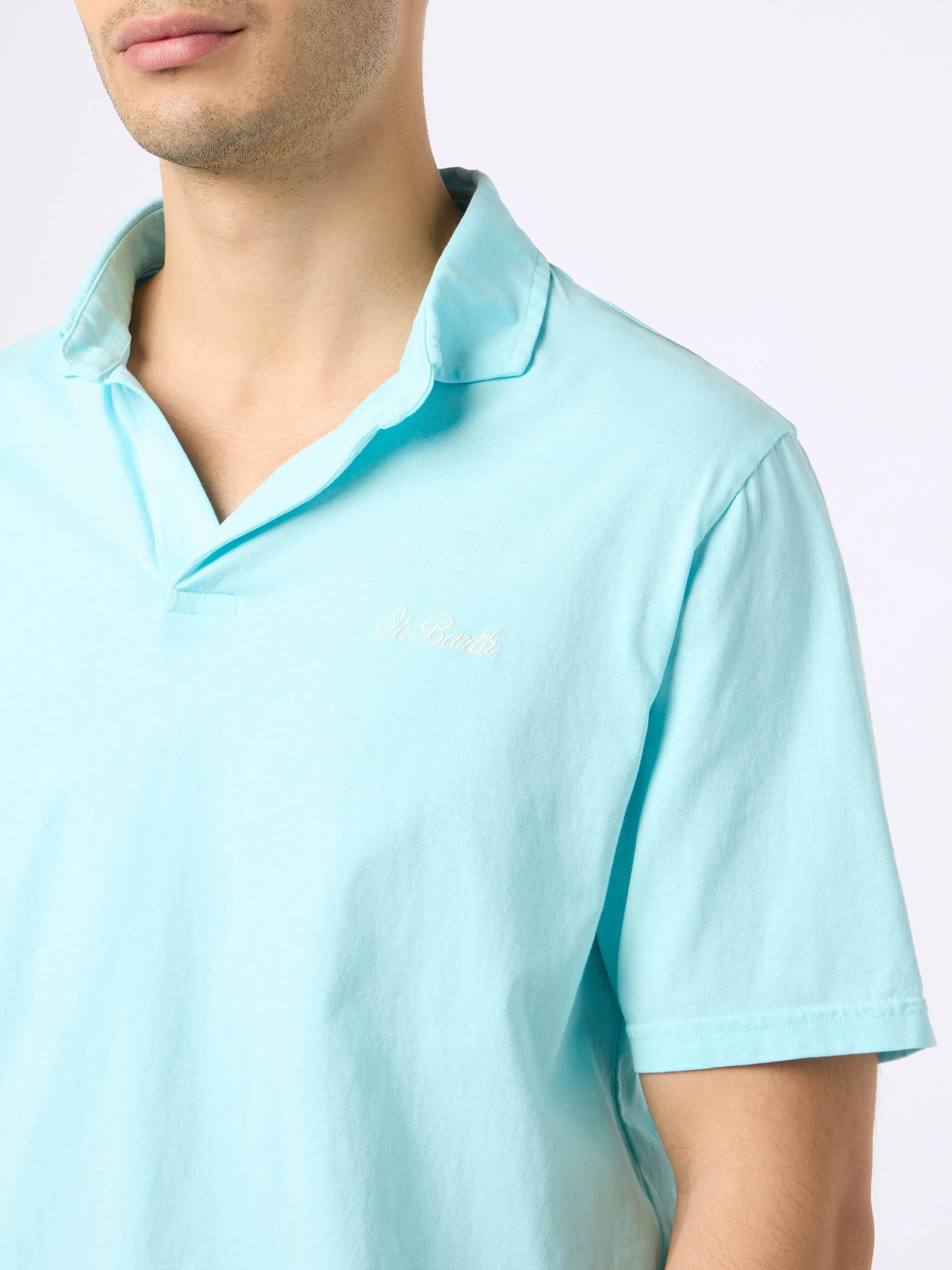 Brighton Herren-Poloshirt aus hellgrünem Baumwolljersey
