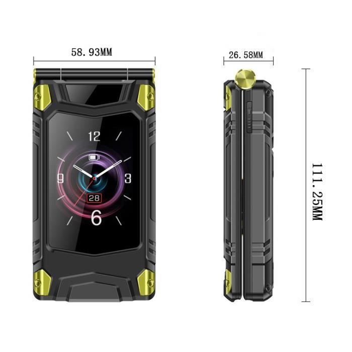 Grote mobiele telefoon met knoppen voor senioren, FM-klaptelefoon, dubbel 2,8 inch LCD-scherm, extra luid volume, SOS-knop, 6800 mAh-batterij