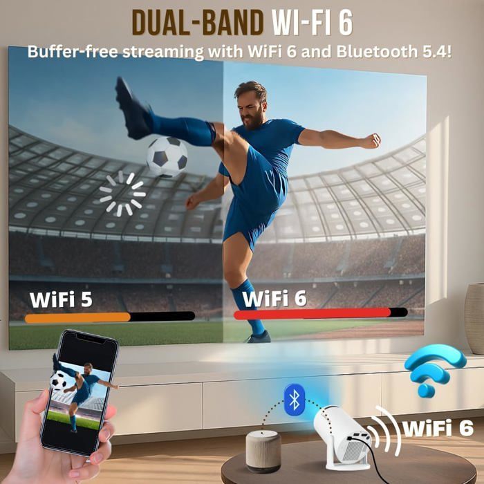 Vidéoprojecteur Portable Hy300 Pro U2013 Mini Projecteur 170 Ansi Lumens, Résolution Native 720P, Android Tv 11, Wifi & Blu[XV139]
