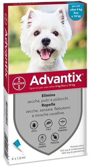 ADVANTIX Advantix Spoton 4 blauwe pipetten 4 10 kg