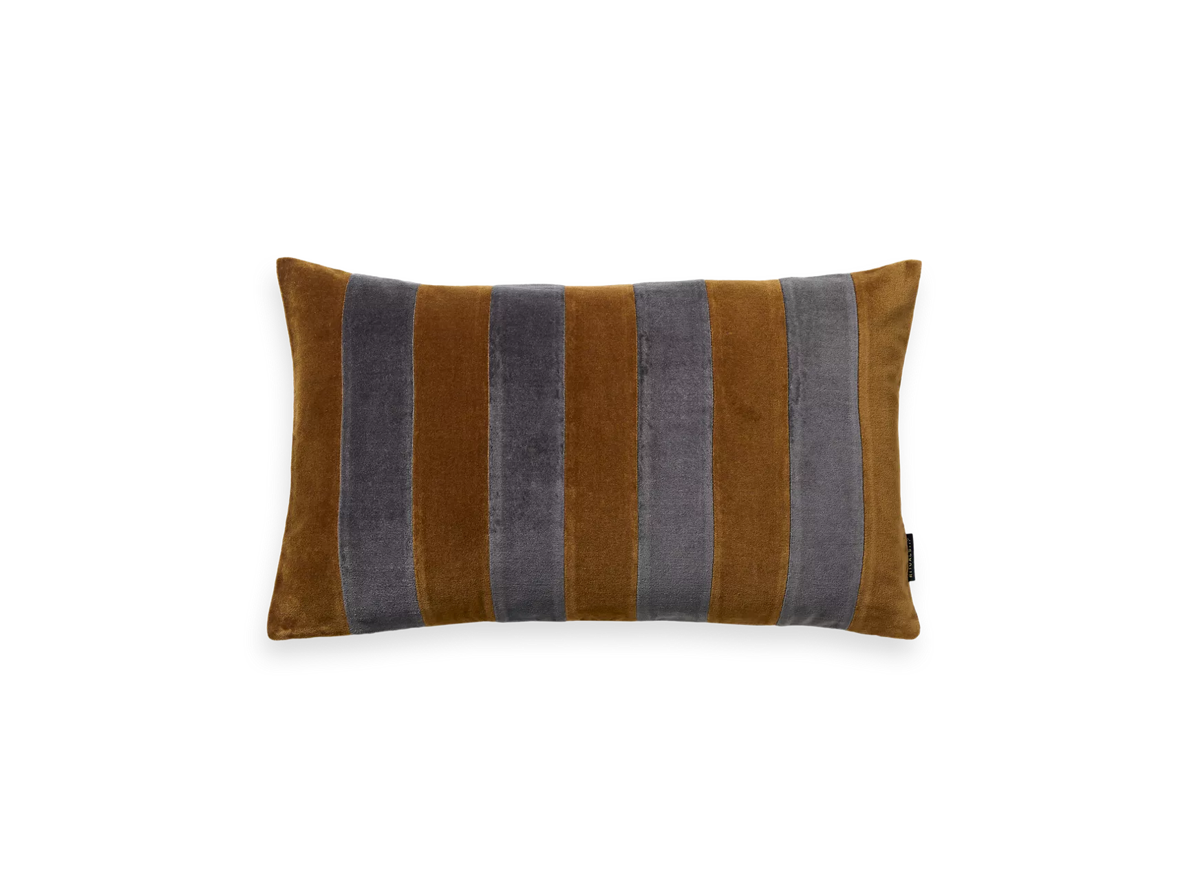 Funda de cojín de terciopelo con rayas color moca, 50 x 30 cm.