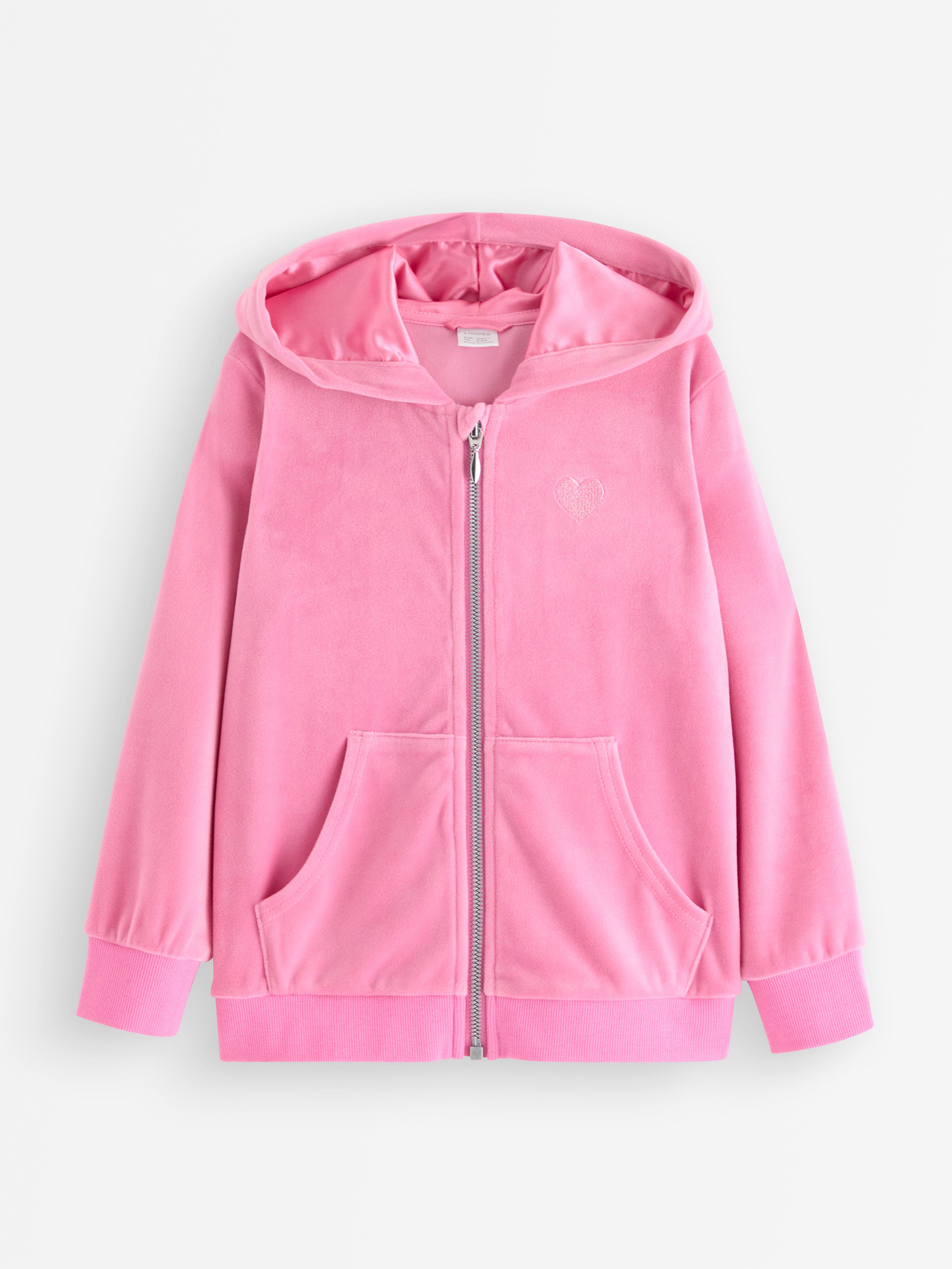 Sudadera con capucha de terciopelo rosa