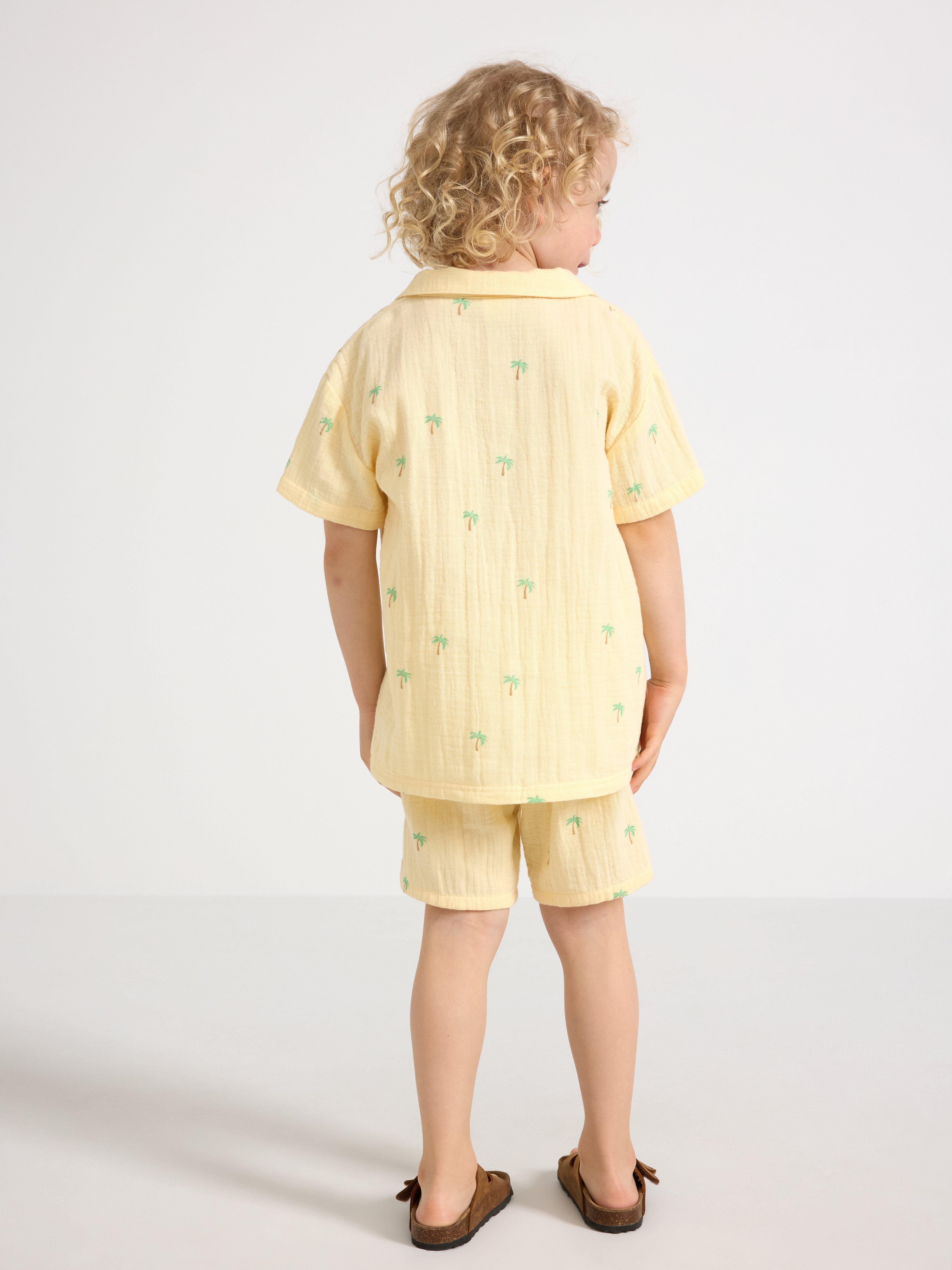 Shorts i bomullsväv Light Dusty Yellow